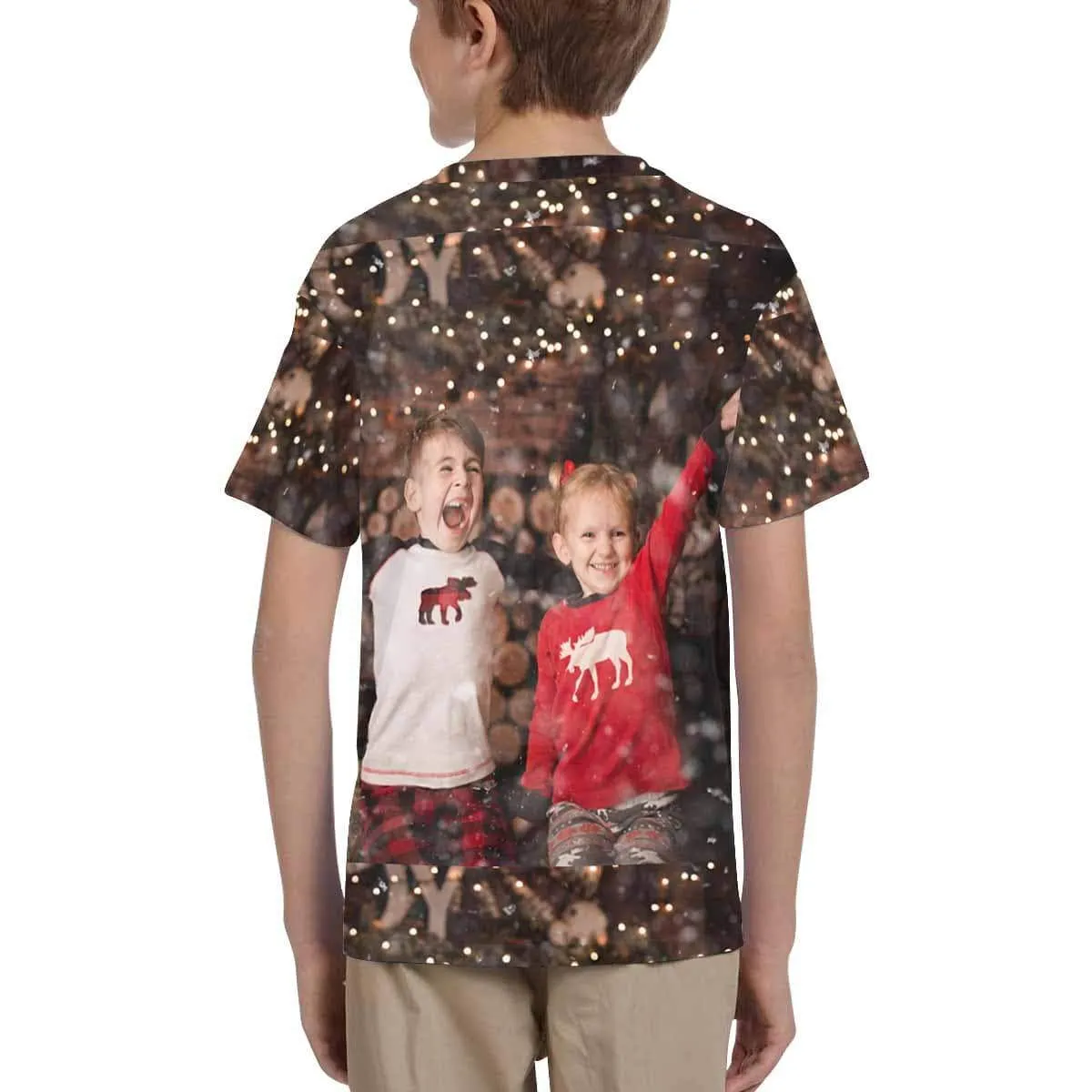#6-15Y Custom Photo Happy Christmas Kid's All Over Print T-shirt