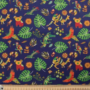 Australiana Animal Collection Kangaroo Koala Navy Cotton Prints