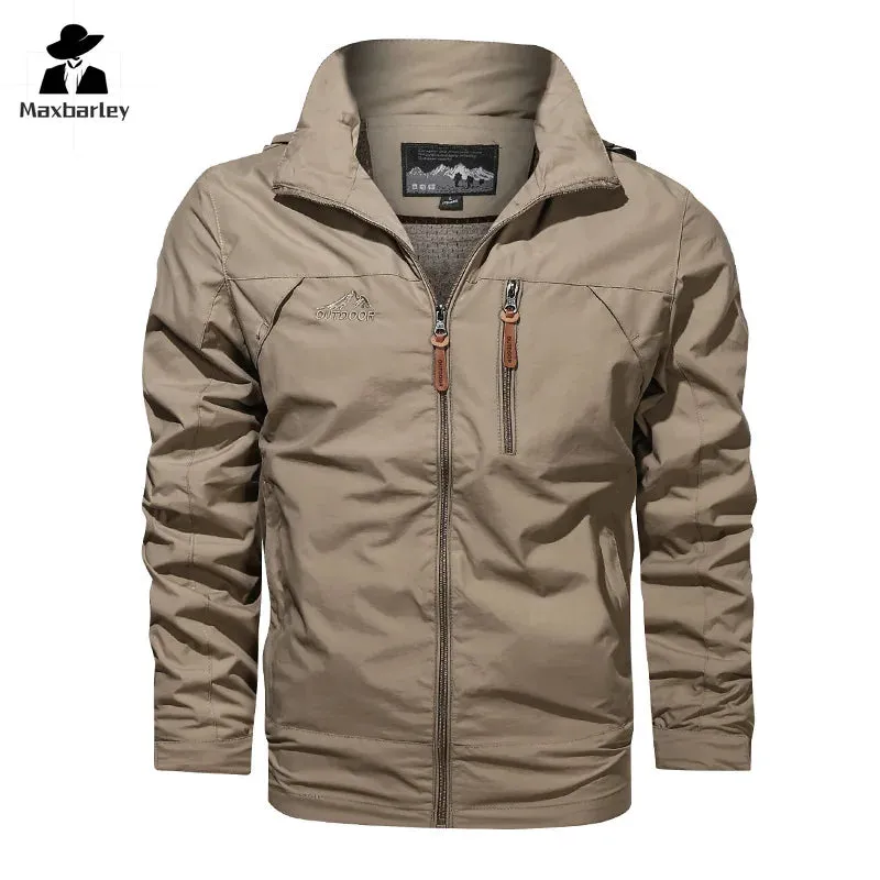 COLD SEASON ™ Autumn Men Outdoor Windproof Jackets Hooded Coat Camping Fishing ,Male Breathable Casual Jacket 5XL