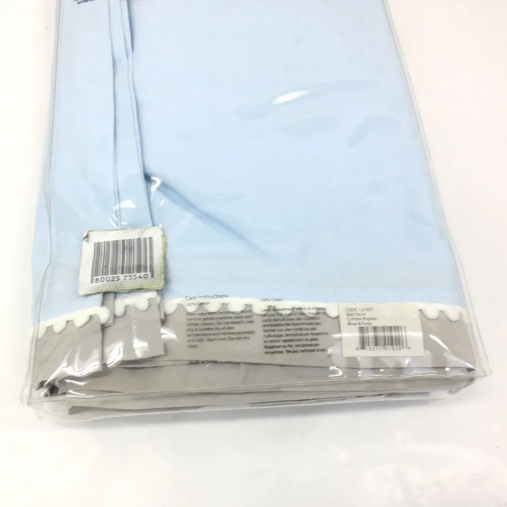 Living Textiles Baby Crib Bed Skirt - Blue and Grey Popplin (84675) (Open Box)