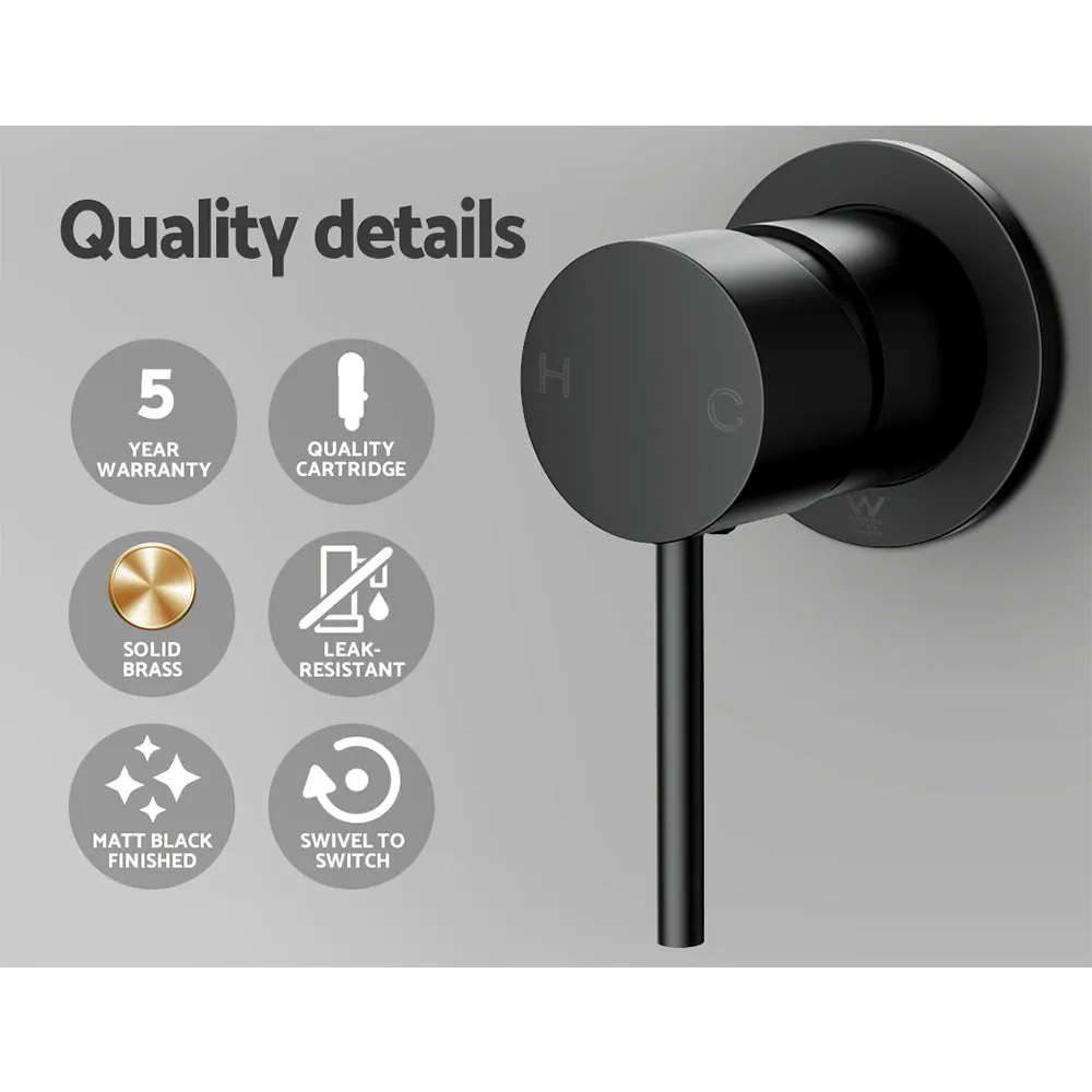 Matte Black Brass Wall Basin Mixer, 35mm Ceramic, Cefito
