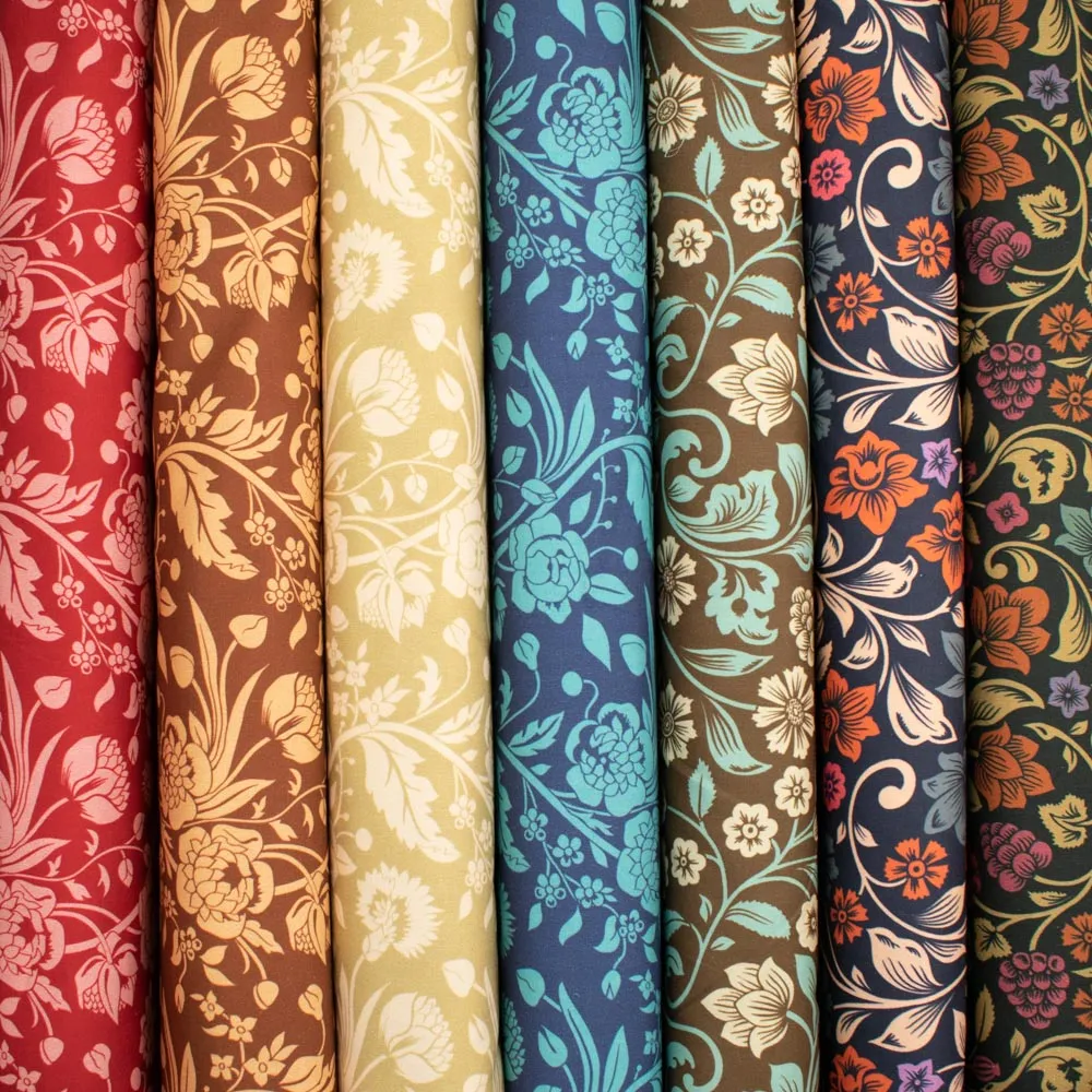 Maurice Style Collection #09 Latte Floral Vines on Brown Cotton Prints