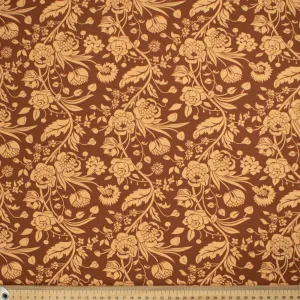 Maurice Style Collection #09 Latte Floral Vines on Brown Cotton Prints