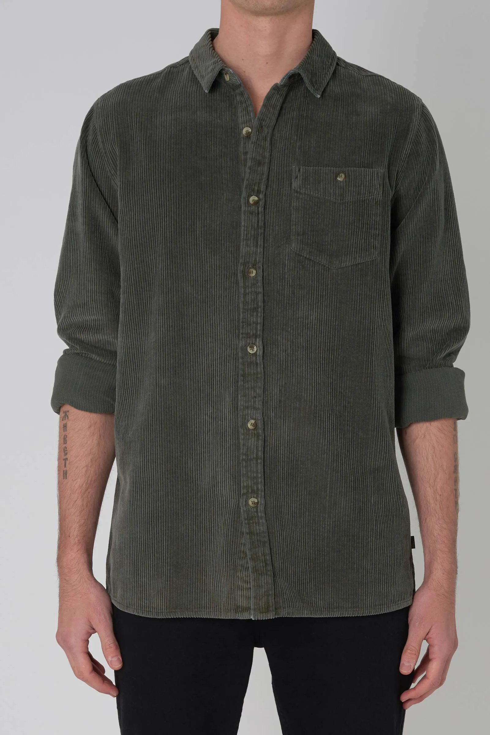 Men at Work Fat Cord Shirt - Thyme