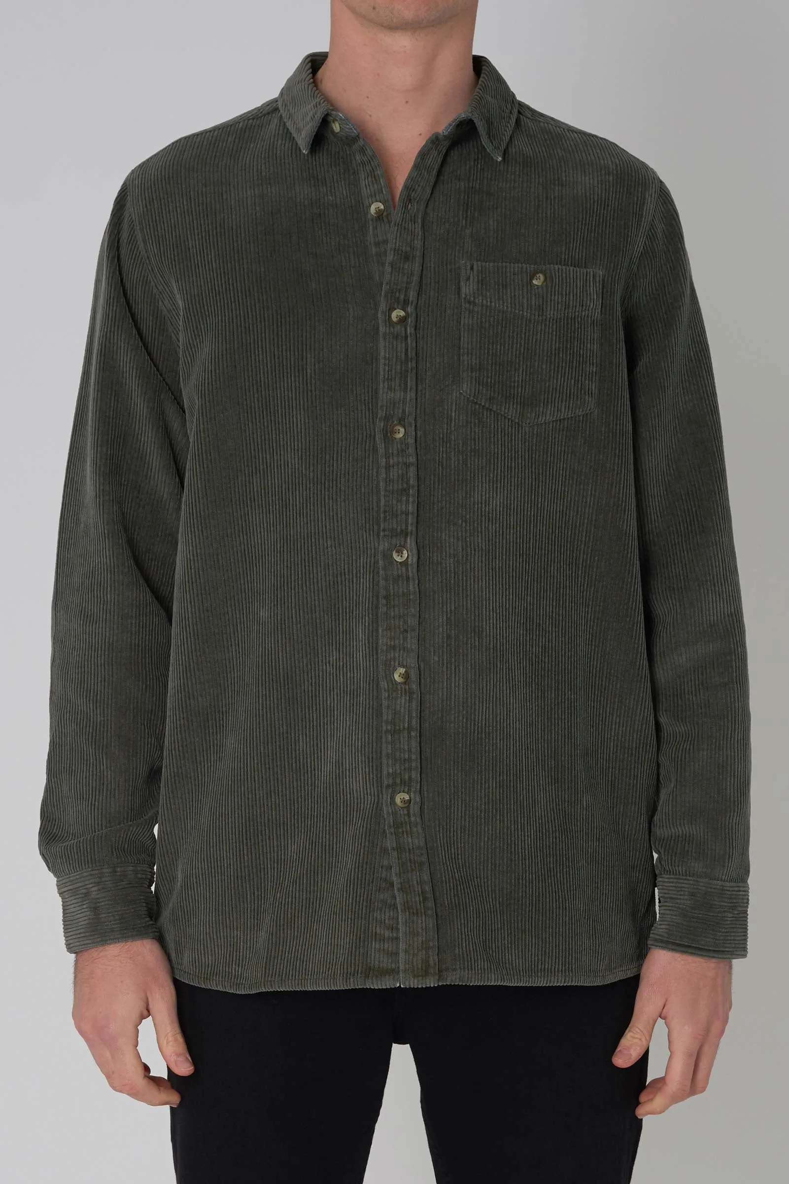 Men at Work Fat Cord Shirt - Thyme