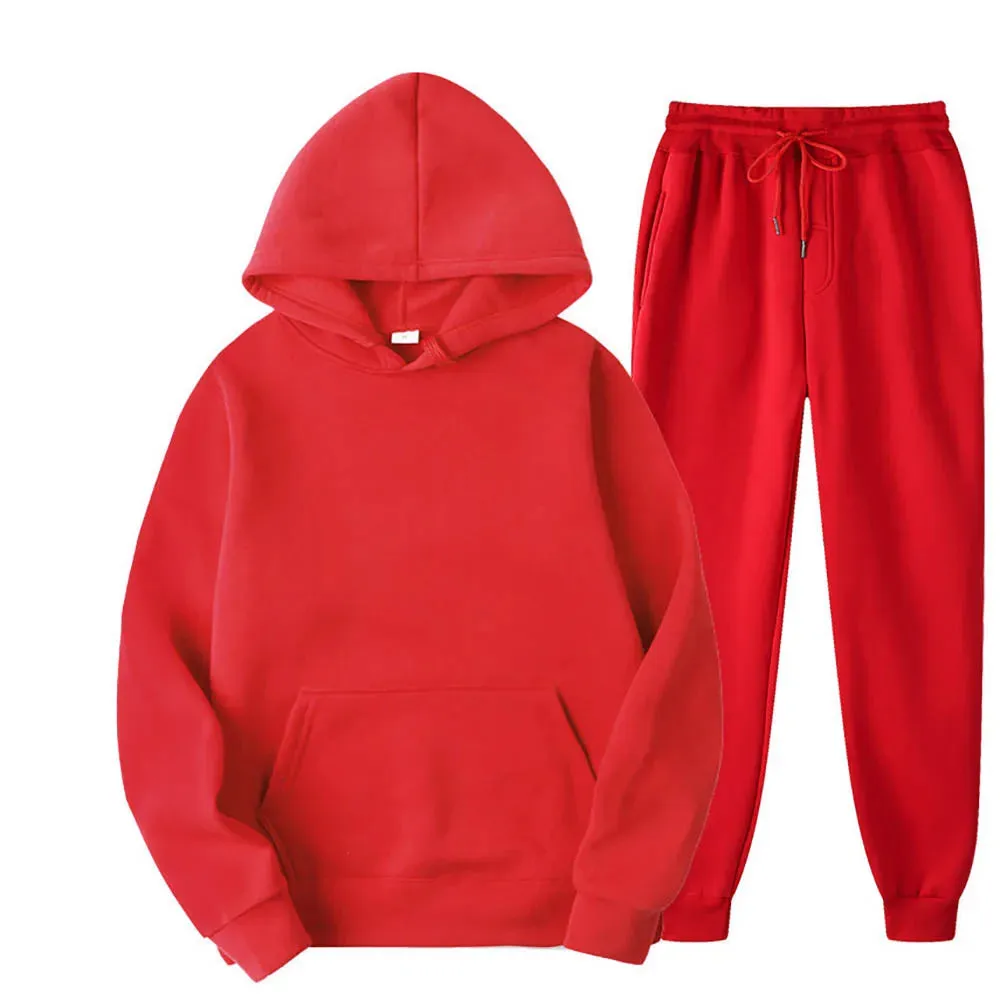 Men's 2-Piece Tracksuit Set - Hooded Sweatshirt and Drawstring Pants