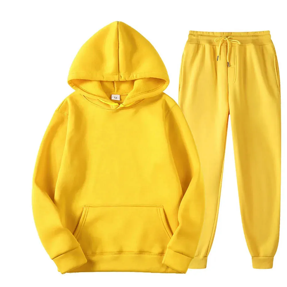 Men's 2-Piece Tracksuit Set - Hooded Sweatshirt and Drawstring Pants