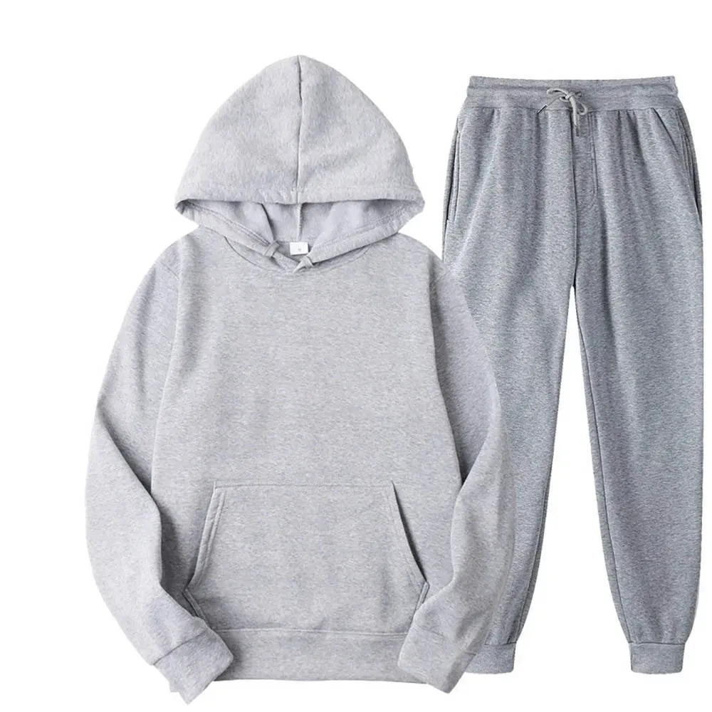 Men's 2-Piece Tracksuit Set - Hooded Sweatshirt and Drawstring Pants
