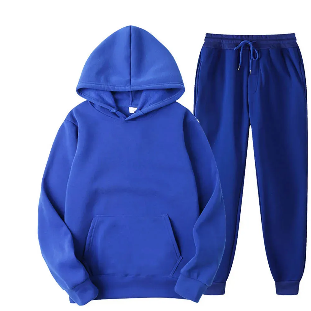 Men's 2-Piece Tracksuit Set - Hooded Sweatshirt and Drawstring Pants