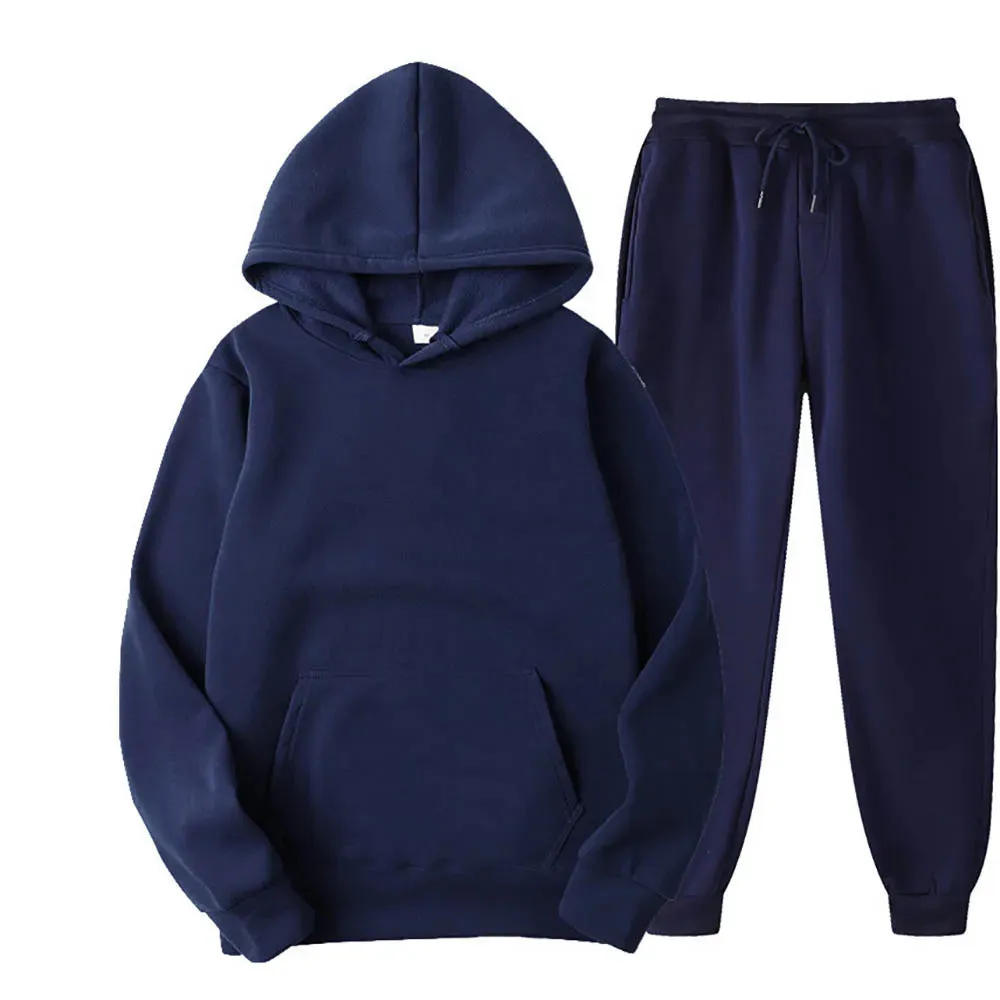 Men's 2-Piece Tracksuit Set - Hooded Sweatshirt and Drawstring Pants