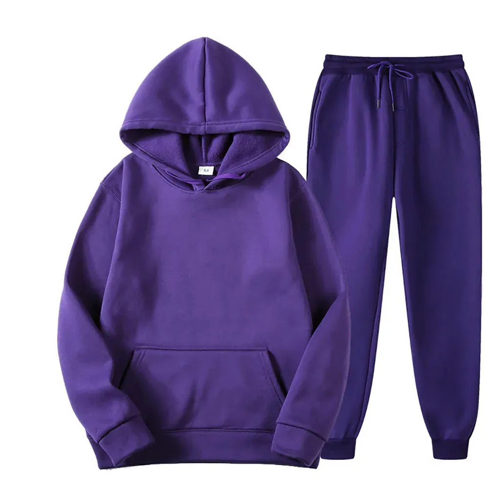 Men's 2-Piece Tracksuit Set - Hooded Sweatshirt and Drawstring Pants