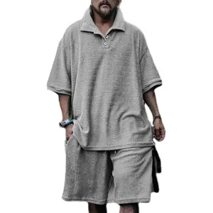 Men's Terry Cloth Loose Casual Two Piece Suit 71055399L