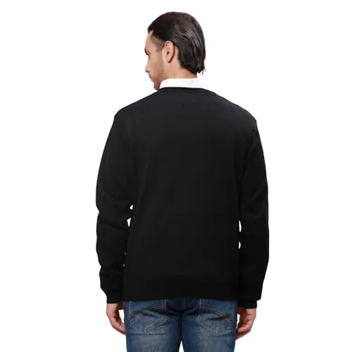 Park Avenue Men's Regular Fit Acrylic Wool Blended Argyle Pattern V Neck Full Sleeve Casual Sweater (Size: 85)-PCWA00266-R8 Dark Red