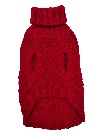 Petstop Dog Jumper - Cable Knit Red