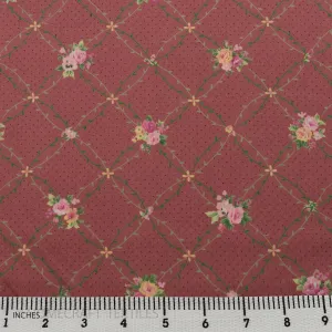 Plum Posy Vines Cotton Print