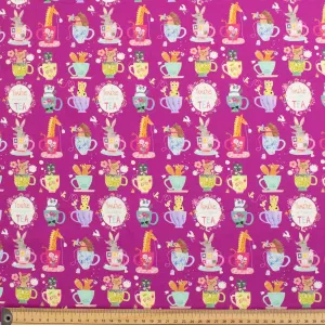 Purple You're My Cup Of Tea Novelty Cotton Print
