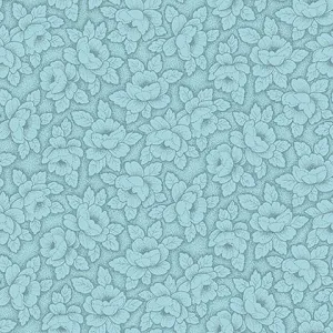 Stof Fabrics Colourflow Teal Flowers with Leaves Cotton Prints