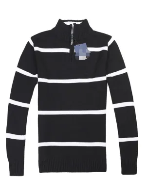 Thick Sweater Men Tops Casual Pullover Striped Patchwork Knitted Tops Male