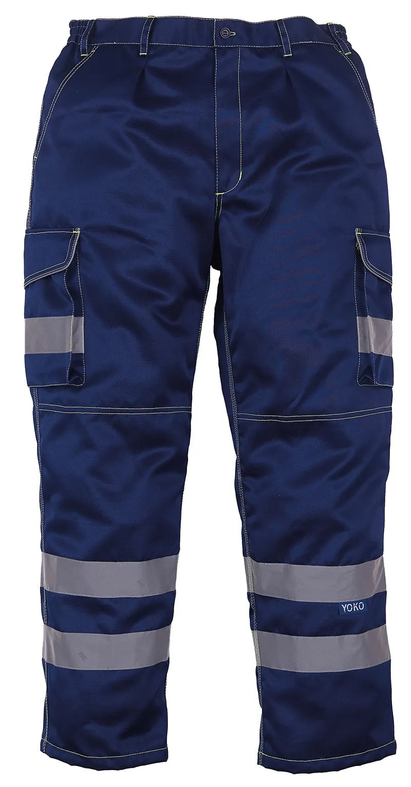 YK073 Hi-vis polycotton cargo trousers with knee pad pockets (HV018T/3M)
